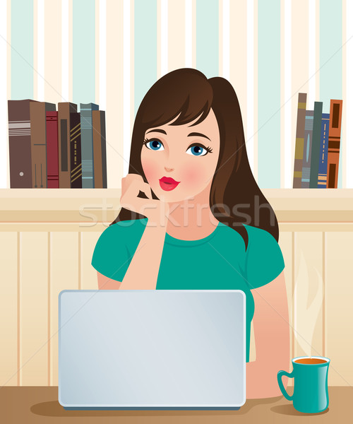 Girl and a laptop Stock photo © UrchenkoJulia