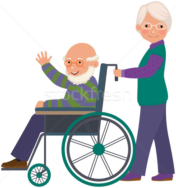 Сток-фото: пожилого · пару · муж · коляске · человека