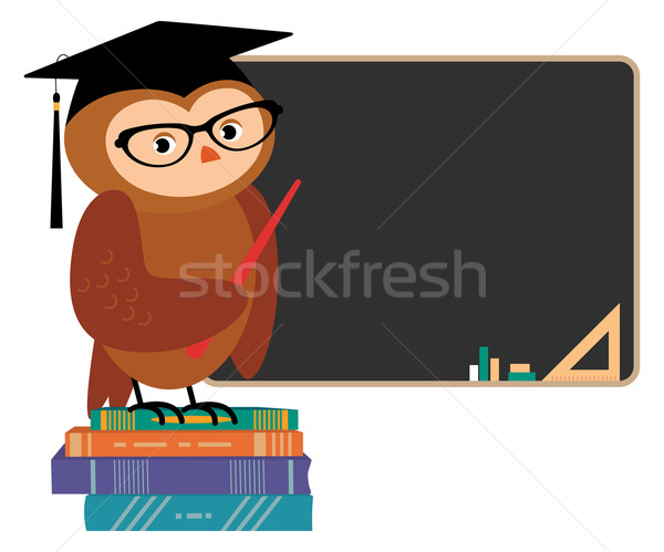 Stock photo: Wise owl and books