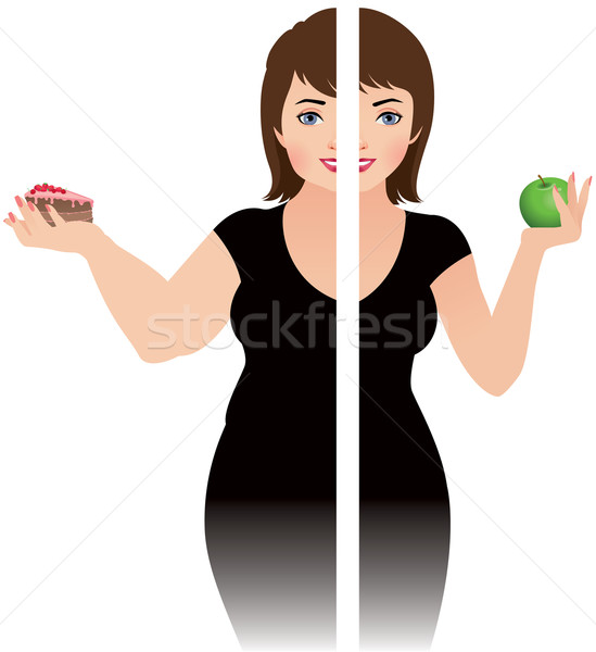 Dieta nina mujer feliz cuerpo torta Foto stock © UrchenkoJulia