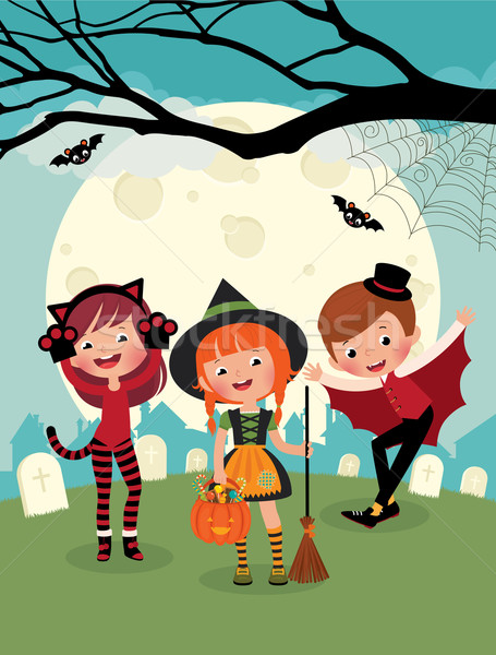 Dzieci halloween strony ilustracja kostium potwory Zdjęcia stock © UrchenkoJulia