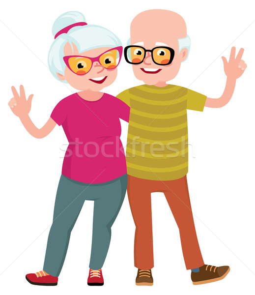 Happy seniors couple husband and wife standing in an embrace Stock photo © UrchenkoJulia