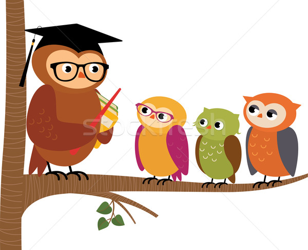 5183130_stock vector owl teacher and his students