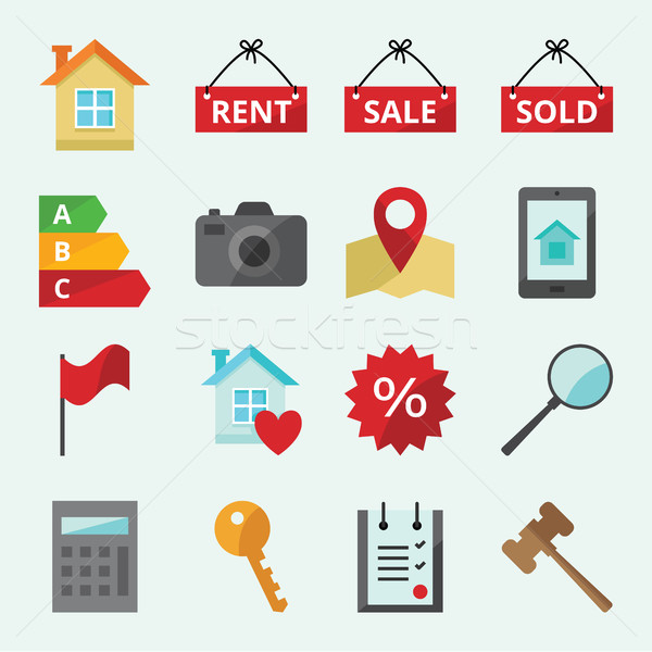 Set of colored vector icons for web site Real Estate Stock photo © UrchenkoJulia