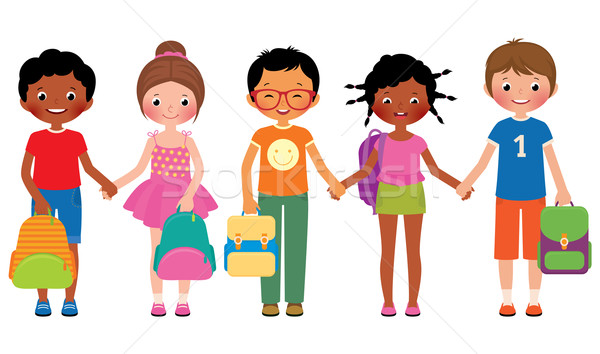 Stock photo: Group of children students with school bags