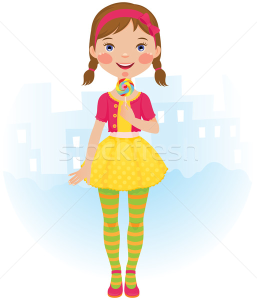 Lizak dziewczyna dziewczynka piękna sukienka strony Zdjęcia stock © UrchenkoJulia