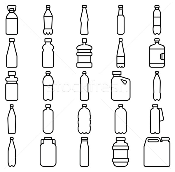 Zdjęcia stock: Zestaw · plastikowe · butelek · inny · czas · szkła