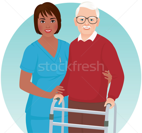 Nurse helps elderly patient Stock photo © UrchenkoJulia