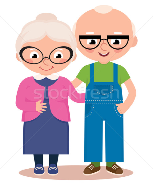öreg házaspár izolált fehér stock vektor Stock fotó © UrchenkoJulia