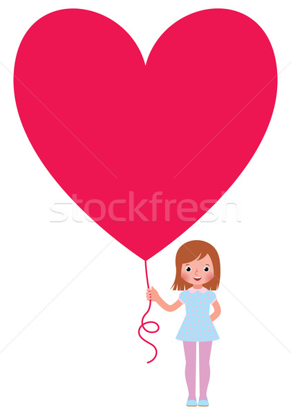 Meisje presenteert Valentijn hart geïsoleerd witte Stockfoto © UrchenkoJulia