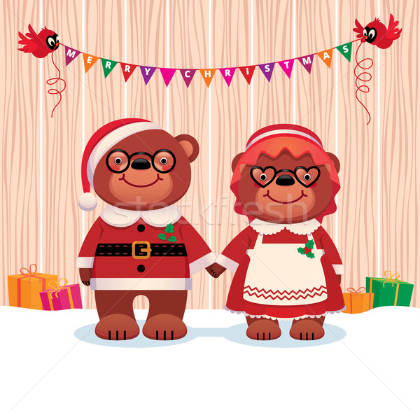 Married couple bear Santa Claus and his wife isolated on white background Stock photo © UrchenkoJulia