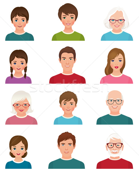 Stock photo: Avatars people of different ages