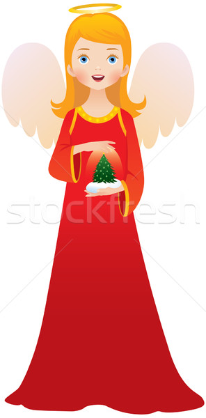 Crăciun înger rochie rosie iarnă Imagine de stoc © UrchenkoJulia