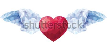 Vector of Heart with angel wings in the style of a triangular low poly Stock photo © UrchenkoJulia