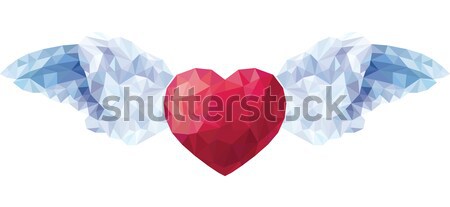 Vector of Heart with angel wings in the style of a triangular low poly Stock photo © UrchenkoJulia