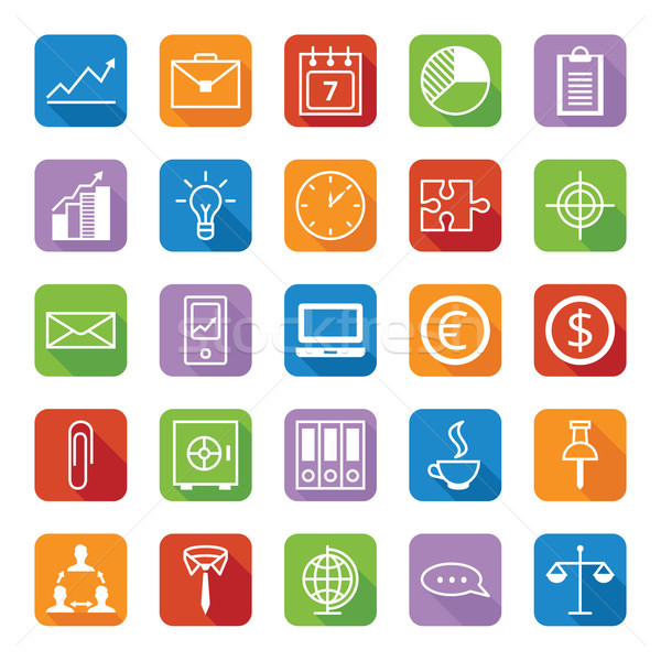 Set of vector colored icons a business and office Stock photo © UrchenkoJulia