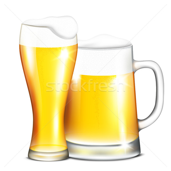 Cerveza dos blanco restaurante beber taza Foto stock © user_10003441