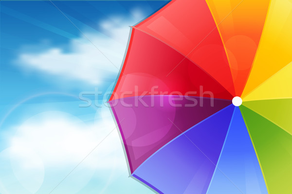 Stockfoto: Parasol · blauwe · hemel · strand · zomer · reizen · tropische