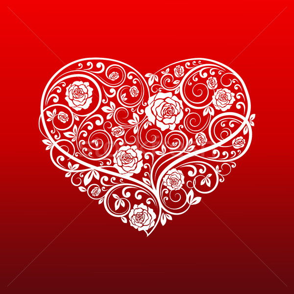 Foto stock: Hermosa · corazón · vector · floral · ornamento · flor