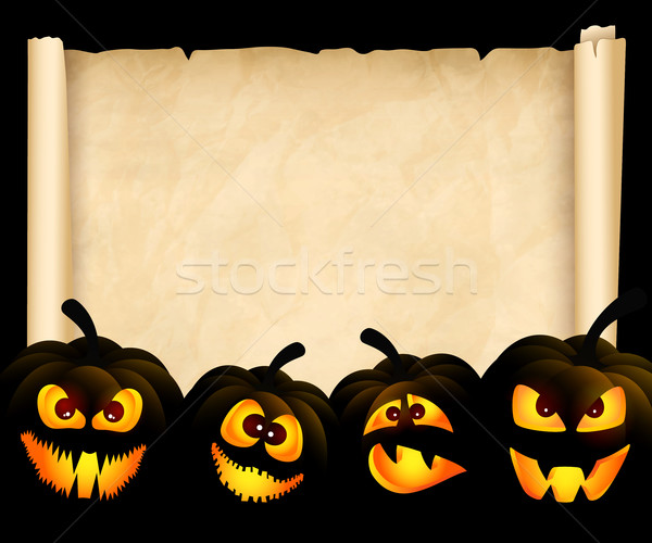 Stock fotó: Tökök · papirusz · vicces · halloween · éjszaka · ősz
