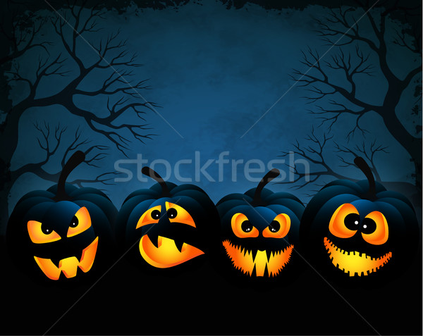 Halloween nacht pompoenen maan zwarte vakantie Stockfoto © user_10003441