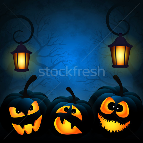 Halloween pompoenen vector grappig maan nacht Stockfoto © user_10003441