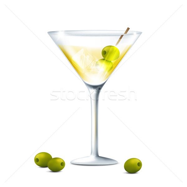 Vaso de martini de oliva cóctel martini potable aceitunas Foto stock © user_10003441