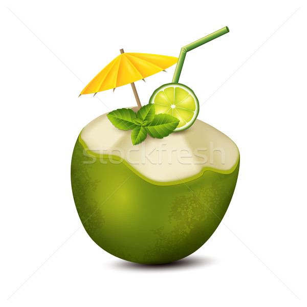 коктейль кокосового зеленый белый алкоголя извести Сток-фото © user_10003441