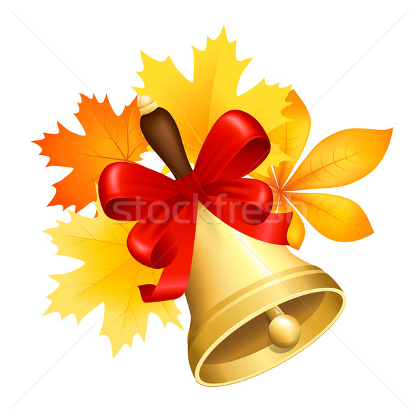 Escuela campana mano hojas de otoño hojas otono Foto stock © user_10003441