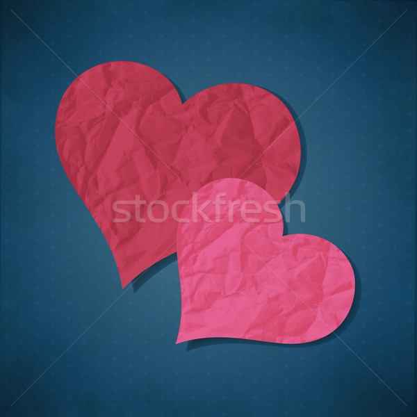 Dos corazones papel papel viejo boda corazón Foto stock © user_10003441