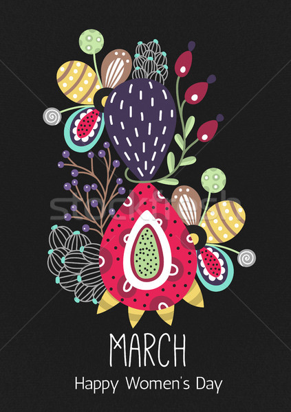 8 March. Happy Women's Day. Floral figure of eight. Spring holiday. Creative hand drawn colorful abs Stock photo © user_10144511