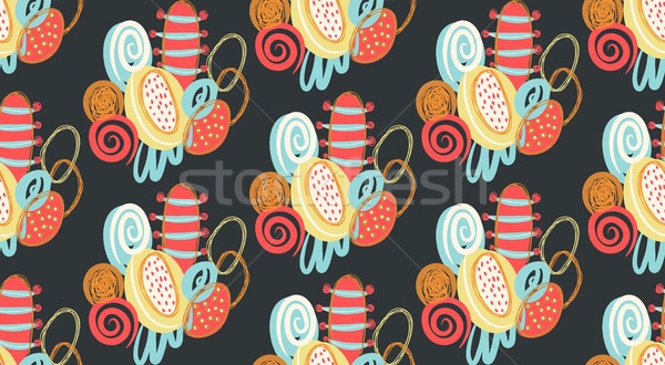 Vector seamless pattern with hand drawn abstract shapes, scribbles. Stains and spots of paint Stock photo © user_10144511