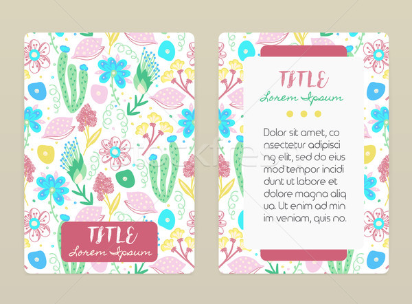 Cover design with floral pattern. Hand drawn creative flowers. Colorful artistic background with blo Stock photo © user_10144511