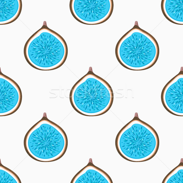 Seamless pattern with abstract blue halves figs. Healthy dessert. Fruity repeating background. Hand  Stock photo © user_10144511