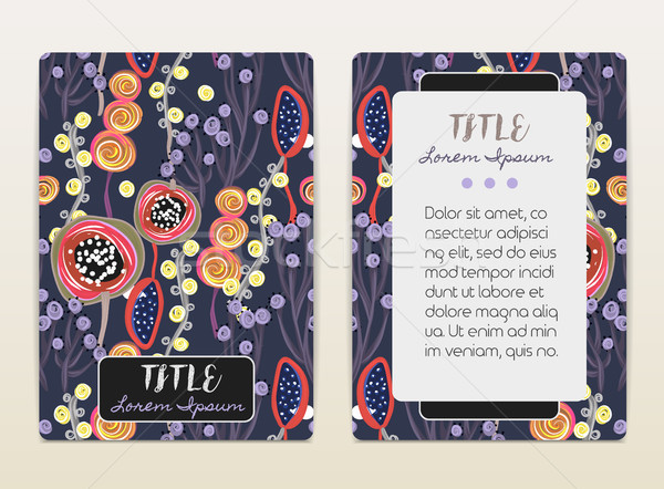 Cover design with floral pattern. Hand drawn creative flowers. Colorful artistic background with blo Stock photo © user_10144511