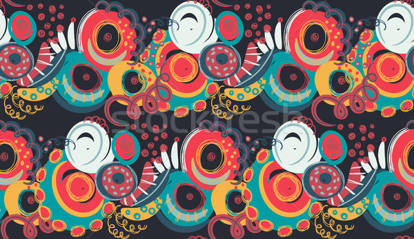 Vector seamless pattern with hand drawn abstract shapes, scribbles, spirales. Stains and spots of pa Stock photo © user_10144511