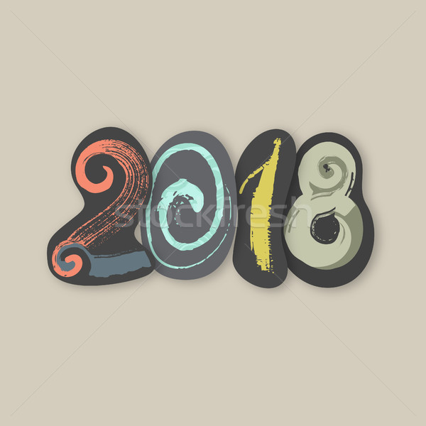 2018. Happy New Year of the Dog. Textured number. Creative sloppy design with stains, daubs. Grunge  Stock photo © user_10144511