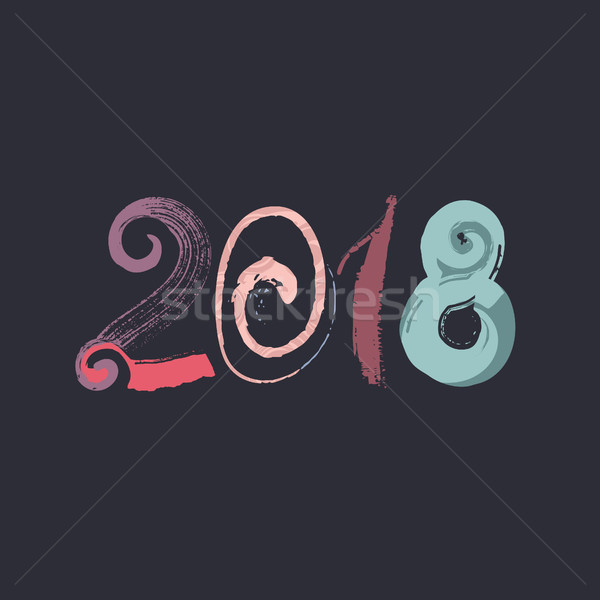 2018. Happy New Year of the Dog. Textured number. Creative sloppy design with stains, daubs. Grunge  Stock photo © user_10144511