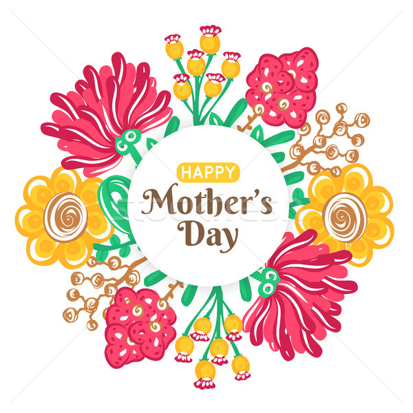 Boldog anyák napját ünnep anya virágmintás dekoráció keret Stock fotó © user_10144511