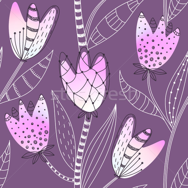 Floral Seamless Pattern Hand Drawn Abstract Gradient Flowers With Doodle Decoration Colorful Artis Vector Illustration C Valeria Gaipova User 10144511 9271532 Stockfresh
