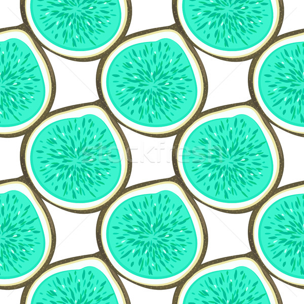 Seamless pattern with abstract turquoise halves figs. Healthy dessert. Fruity repeating background.  Stock photo © user_10144511