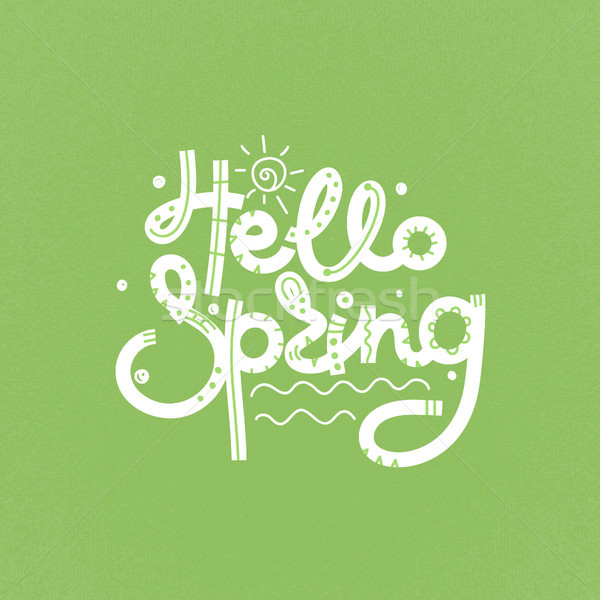Hello Spring. Cute creative hand drawn lettering. Freehand style. Doodle. Letters with ornament. Spr Stock photo © user_10144511