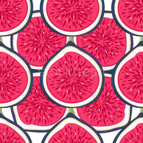 Seamless pattern with halves figs. Healthy dessert. Fruity repeating background. Hand drawn fruits.  Stock photo © user_10144511