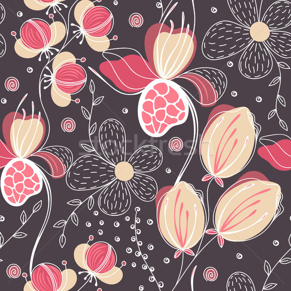 Floral seamless pattern. Hand drawn creative flower. Colorful artistic background with blossom. Abst Stock photo © user_10144511