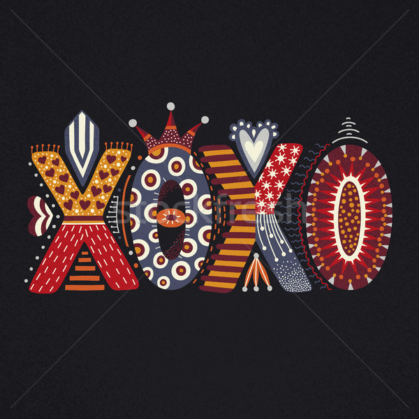 Xoxo. Hand drawn lettering. Happy Valentine's Day. Freehand style. Doodle. Decorative letters. Holid Stock photo © user_10144511