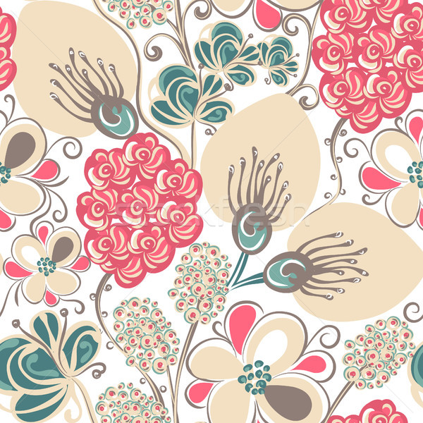 Floral seamless pattern. Hand drawn creative flowers. Colorful artistic background. Abstract herb Stock photo © user_10144511