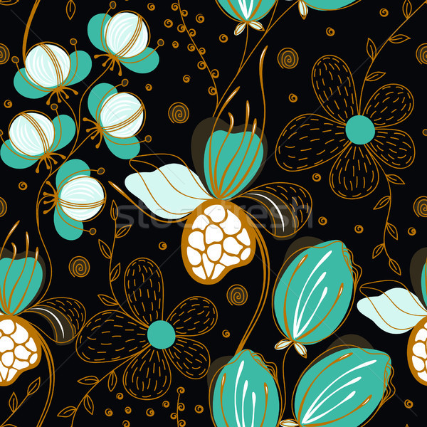 Floral seamless pattern. Hand drawn creative flowers. Colorful artistic background. Abstract herb Stock photo © user_10144511