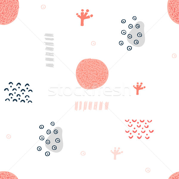 Vector seamless pattern with hand drawn abstract shapes. Spotted and textured figures. Unique design Stock photo © user_10144511