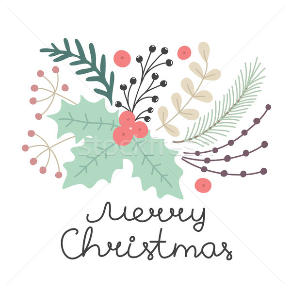 Hand drawn herbs isolated on white. Merry Christmas. Winter holiday. Artistic backgrounds with Xmas  Stock photo © user_10144511
