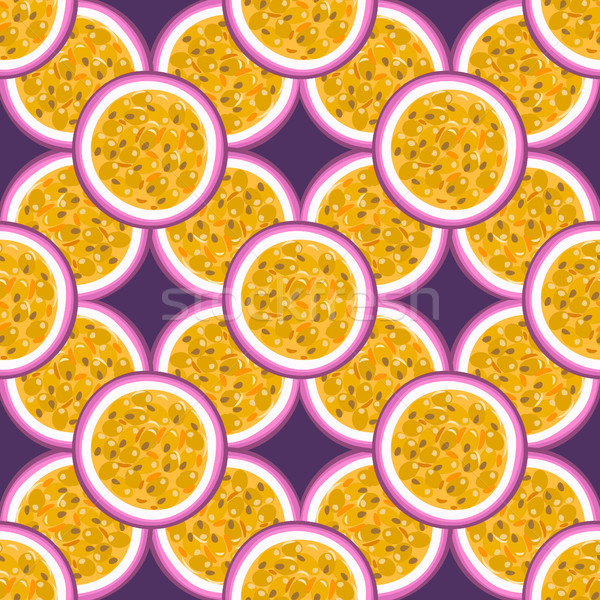 Seamless pattern with tropical fruits. Healthy dessert. Fruity background. Passion fruit. Exotic foo Stock photo © user_10144511